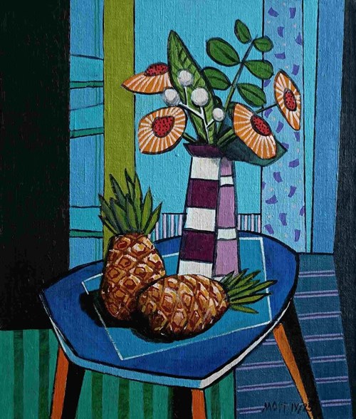 Living room painting by Michał Ostaniewicz titled Still Life with Pineapple