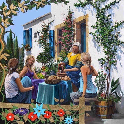 Obraz do salonu artysty Magdalena Kępka pod tytułem Śniadanie w ogrodzie mistrza