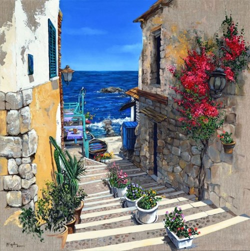 Living room painting by Magdalena Kępka titled Calabrian holidays