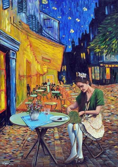 Living room painting by Magdalena Kępka titled Vincent Probably Won’t Come