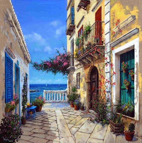 Living room painting by Magdalena Kępka titled Italian Vacation