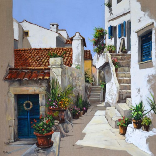 Living room painting by Magdalena Kępka titled Croatian Alley