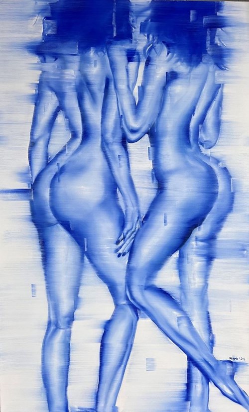 Living room painting by Magdalena Malcharek titled Twins