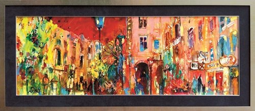 Living room painting by Krzysztof Ludwin titled Urban composition of Krakow
