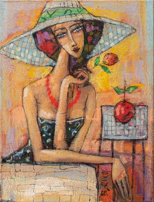 Obraz do salonu artysty Wiktor Bezrukow pod tytułem Dziewczyna w kapeluszu