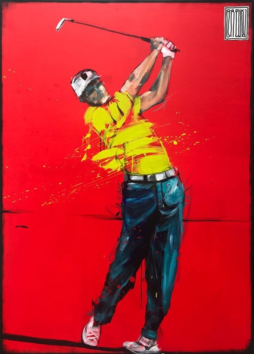 Living room painting by Wojciech Brewka titled Golf Player