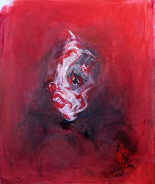 Obraz do salonu artysty Bożena Wahl pod tytułem Klaun w czerwieni
