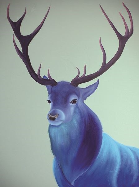 Living room painting by Campio titled Cobalt deer