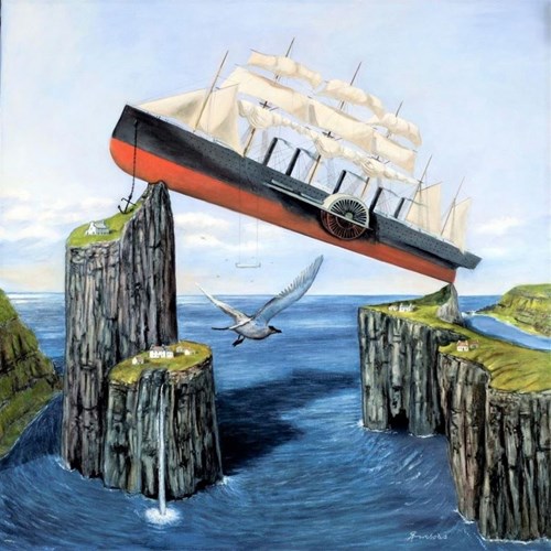 Living room painting by Adam Swoboda titled The Faroese Hydro Puzzle