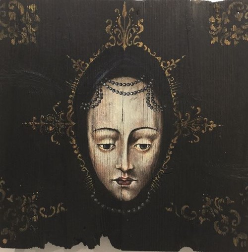 Living room painting by Borys Fiodorowicz titled Madonna III