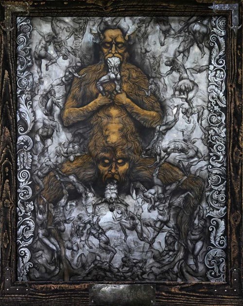 Living room painting by Wojciech Pelc titled Luciferus