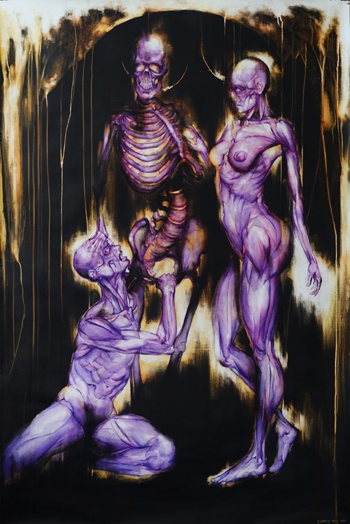 Obraz do salonu artysty Wojciech Pelc pod tytułem Kobieta, Mężczyzna i Śmierć