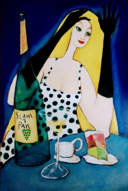 Living room painting by Miro Biały titled Breakfast at Tiffany's