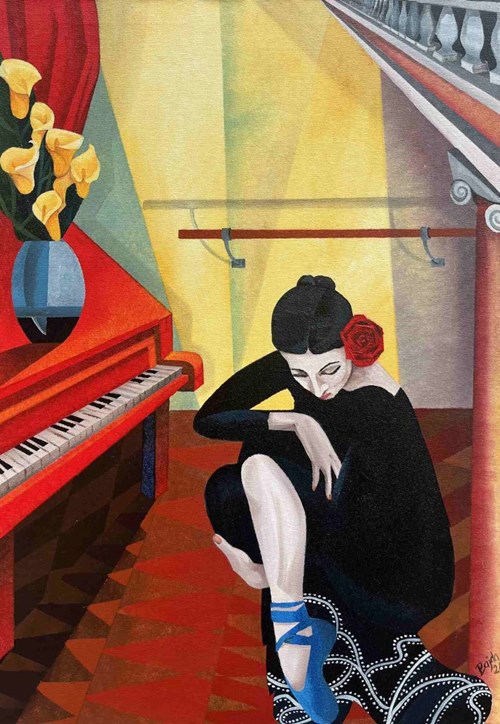 Living room painting by Izabela Bajda titled Essence of Dance