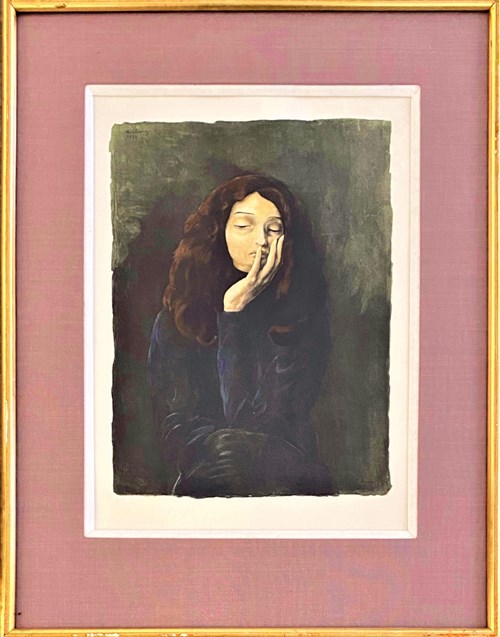 Living room print by Moise Kisling titled Lost in Thoughts