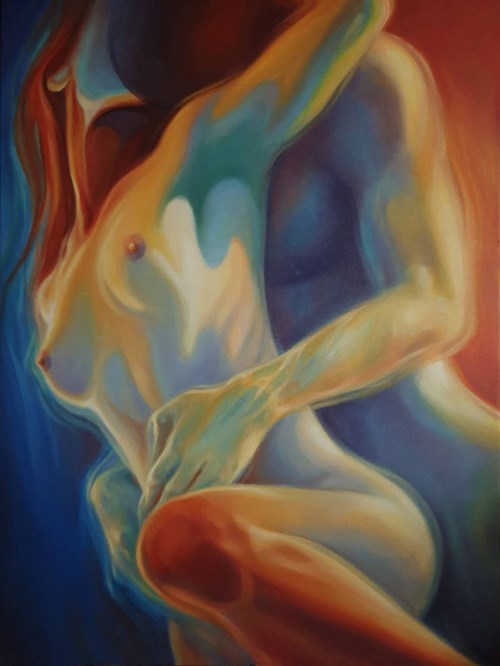 Living room painting by Maria Gruza titled Closeness