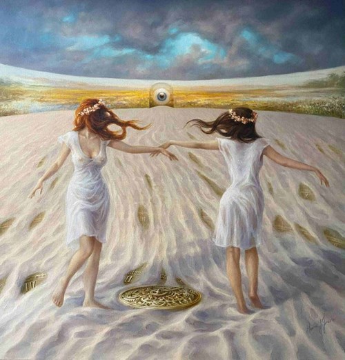 Living room painting by Maria Gruza titled Carefree time