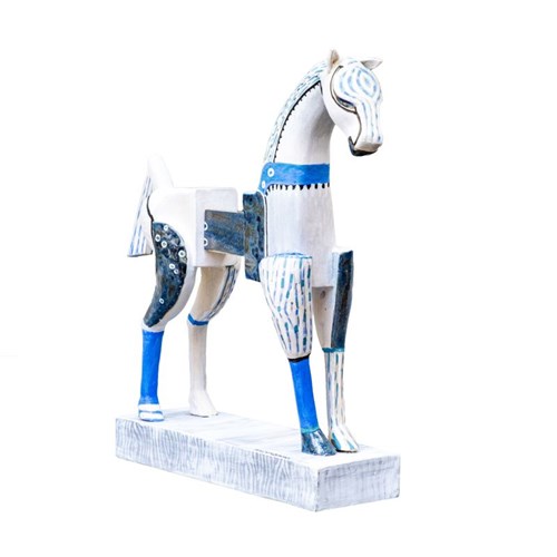Living room sculpture by Maria Kostrzewska-Baron titled Blue horse