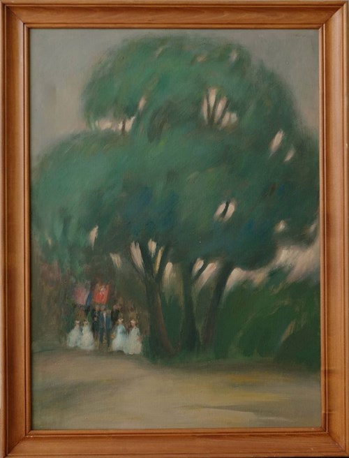 Living room painting by Wit Nowicki titled Procession