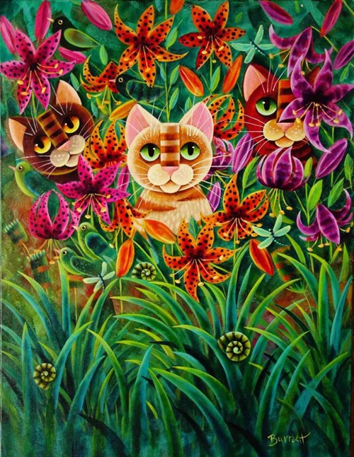 Obraz do salonu artysty Wiesława Burnat pod tytułem Tygrysi ogród