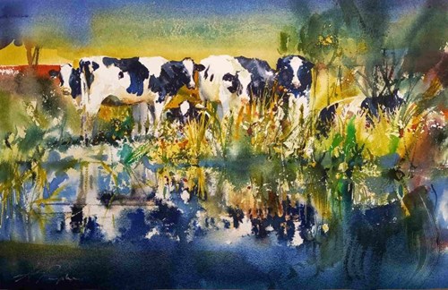 Living room painting by Adam Papke titled Grazing