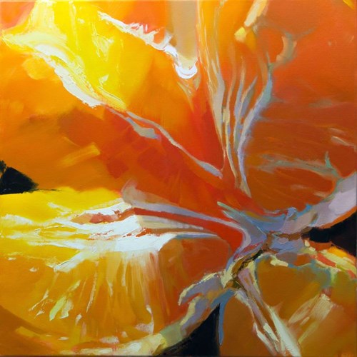 Living room painting by Beata Musiał-Tomaszewska titled Orange Soul