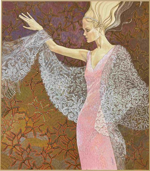 Living room painting by Żaneta Biernat titled Lace Shawl