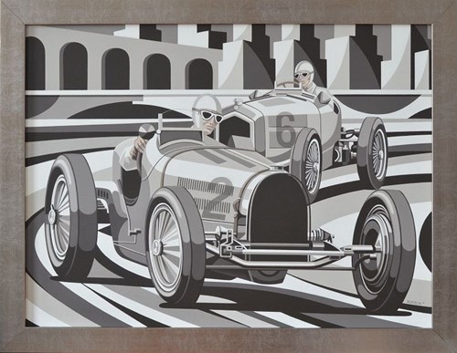 Living room painting by Tomasz Kostecki titled Monaco Grand Prix