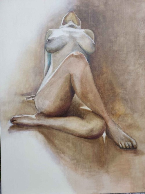 Living room painting by Mateusz Dolatowski titled Female nude IV