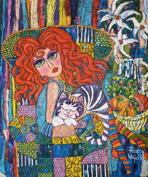 Obraz do salonu artysty Rozalia Wójcik pod tytułem Rozpieszczony kociak