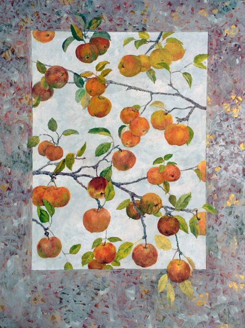 Obraz do salonu artysty Jerzy Plucha pod tytułem W ogrodzie "królewskich owoców"