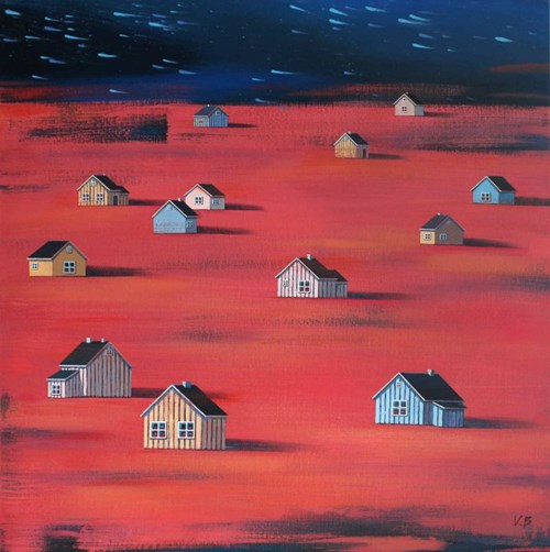 Living room painting by Olga Bujko titled Strawberry fields forever