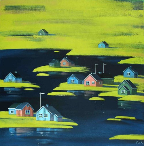 Living room painting by Olga Bujko titled Islands