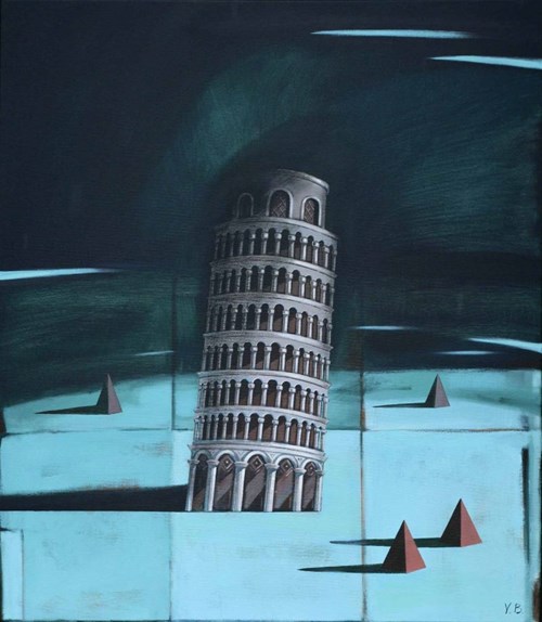 Living room painting by Olga Bujko titled Tower I