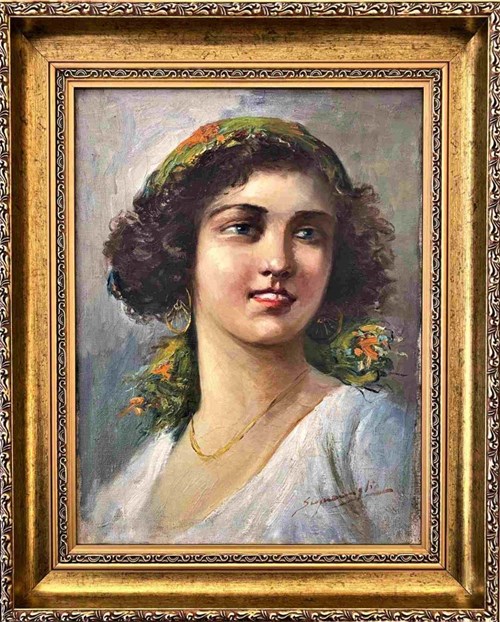 Obraz do salonu artysty Giuseppe Scognamiglio pod tytułem Portret kobiety, I poł. XX w.