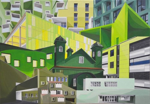 Living room painting by Joanna Gorgolewska titled Green City