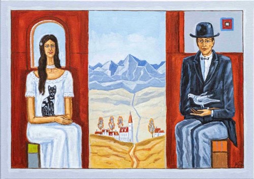 Living room painting by Mikołaj Malesza titled Woman and Man