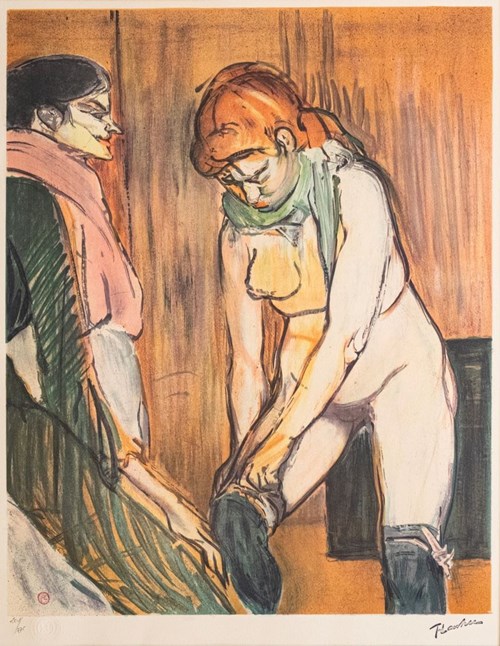 Grafika do salonu artysty Henri de Toulouse-Lautrec pod tytułem L'essayage des bas II (201 z 275)