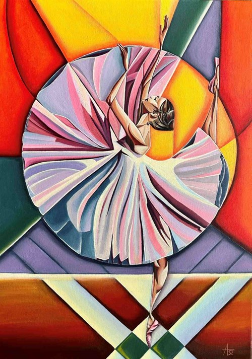 Living room painting by Anna Szelągowska titled Ballerina