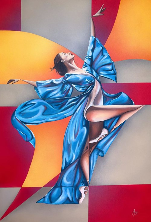 Living room painting by Anna Szelągowska titled Dance II