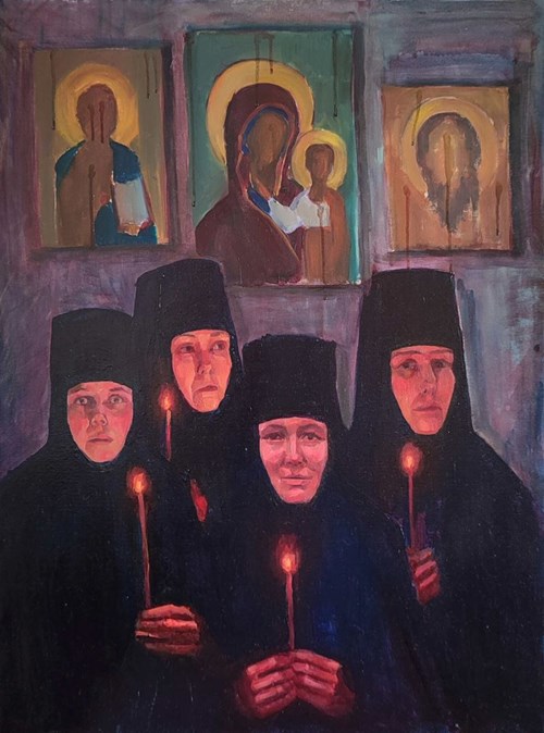 Living room painting by Julia Detczenja titled Icon