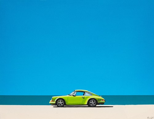 Living room painting by Hugo Giza titled Python Green