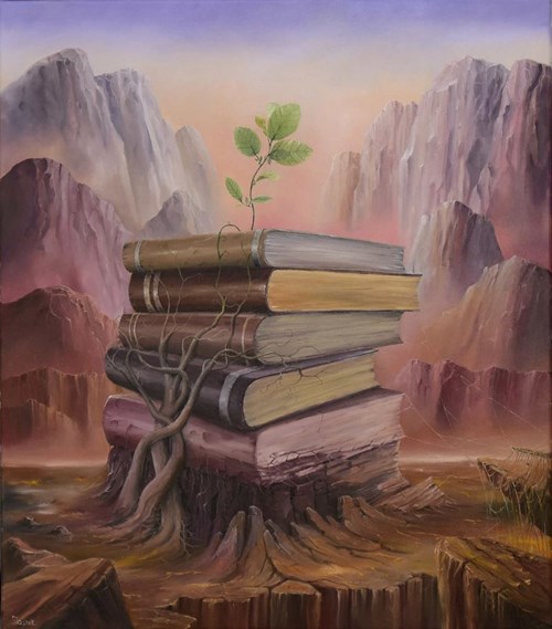 Living room painting by Grzegorz Jaśnikowski titled The End Is the Beginning