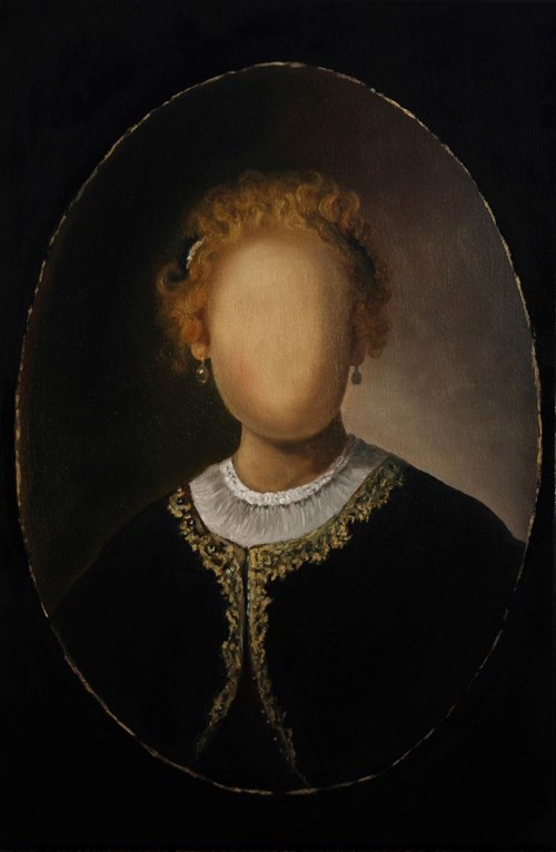 Obraz do salonu artysty Daria Zbień pod tytułem Secret wg "Young Girl in a Gold-Trimmed Cloak" Rembrandta