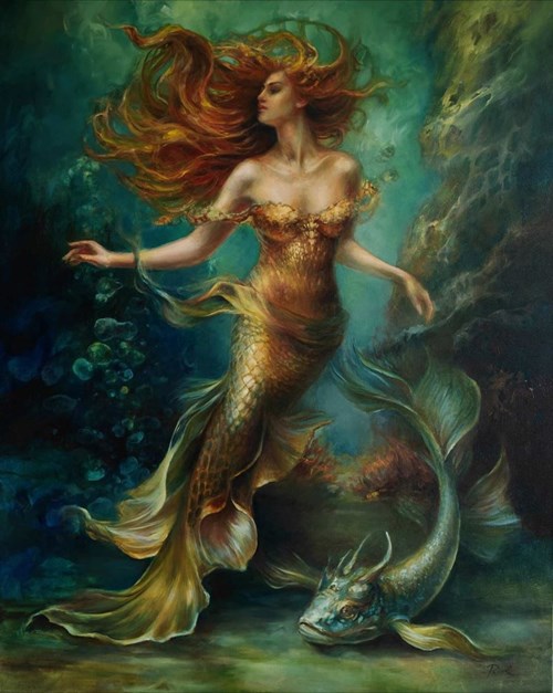 Living room painting by Katarzyna Paleta titled The Goldfish