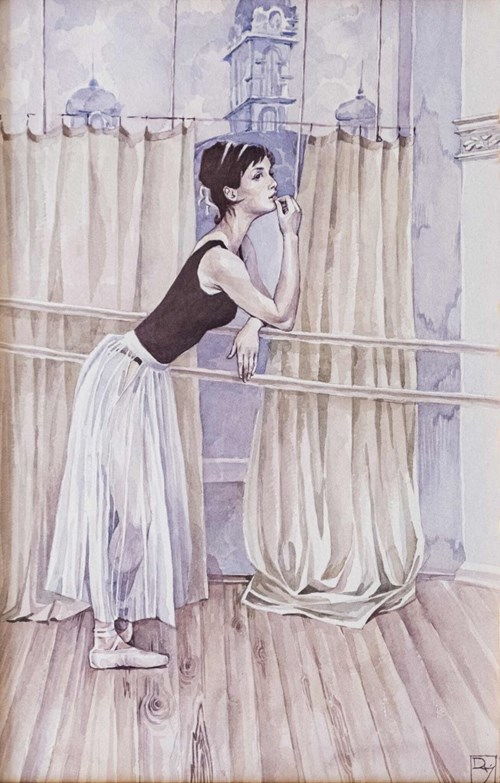 Living room painting by Irena Duszacka titled Ballerina resting