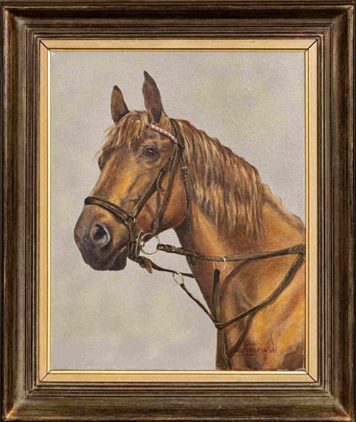 Living room painting by Z. Walczakowski titled Horse Portrait