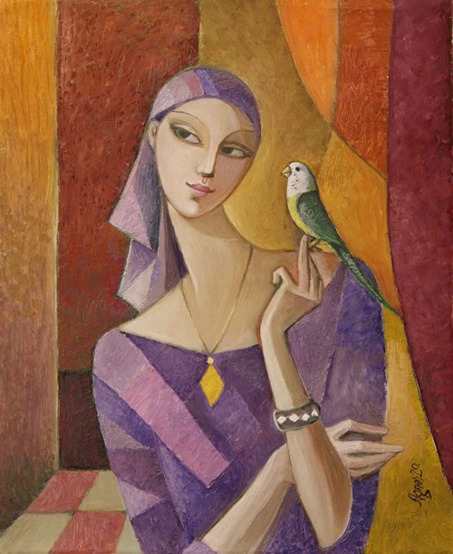 Obraz do salonu artysty Agnieszka Korczak-Ostrowska pod tytułem Dziewczyna i ptak
