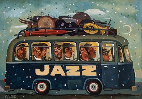 Living room painting by Wladislaw Stalmachow titled Bus jazz