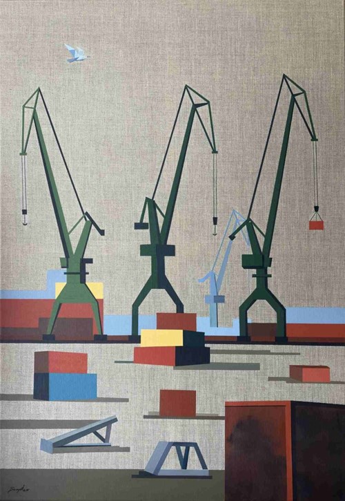 Living room painting by Patrycja Szmyt titled Lightness Against Construct
